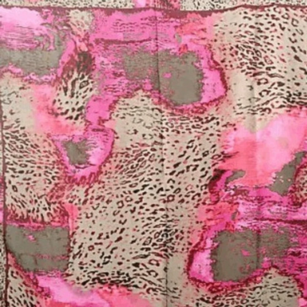 Wendy Williams Jungle Paint Print Square Scarf Fuchsia Tan Leopard 43x43‎ NEW